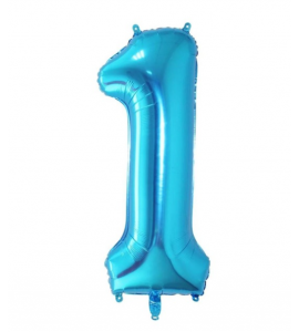 Balão número 1 Azul Brilhante