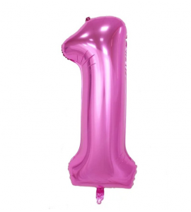 Balão número 1 Rosa Brilhante