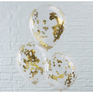 Balão Transparente Confetes Douradas