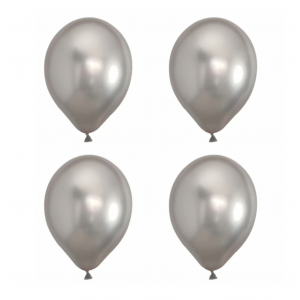 Conj. 4 Balões Látex Cor Metálica-Prateado