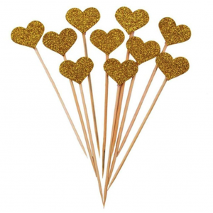 10 Sticks Corações Dourados