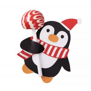 Ideia brinde para crianças no Natal. Pinguin para chupa-chupa